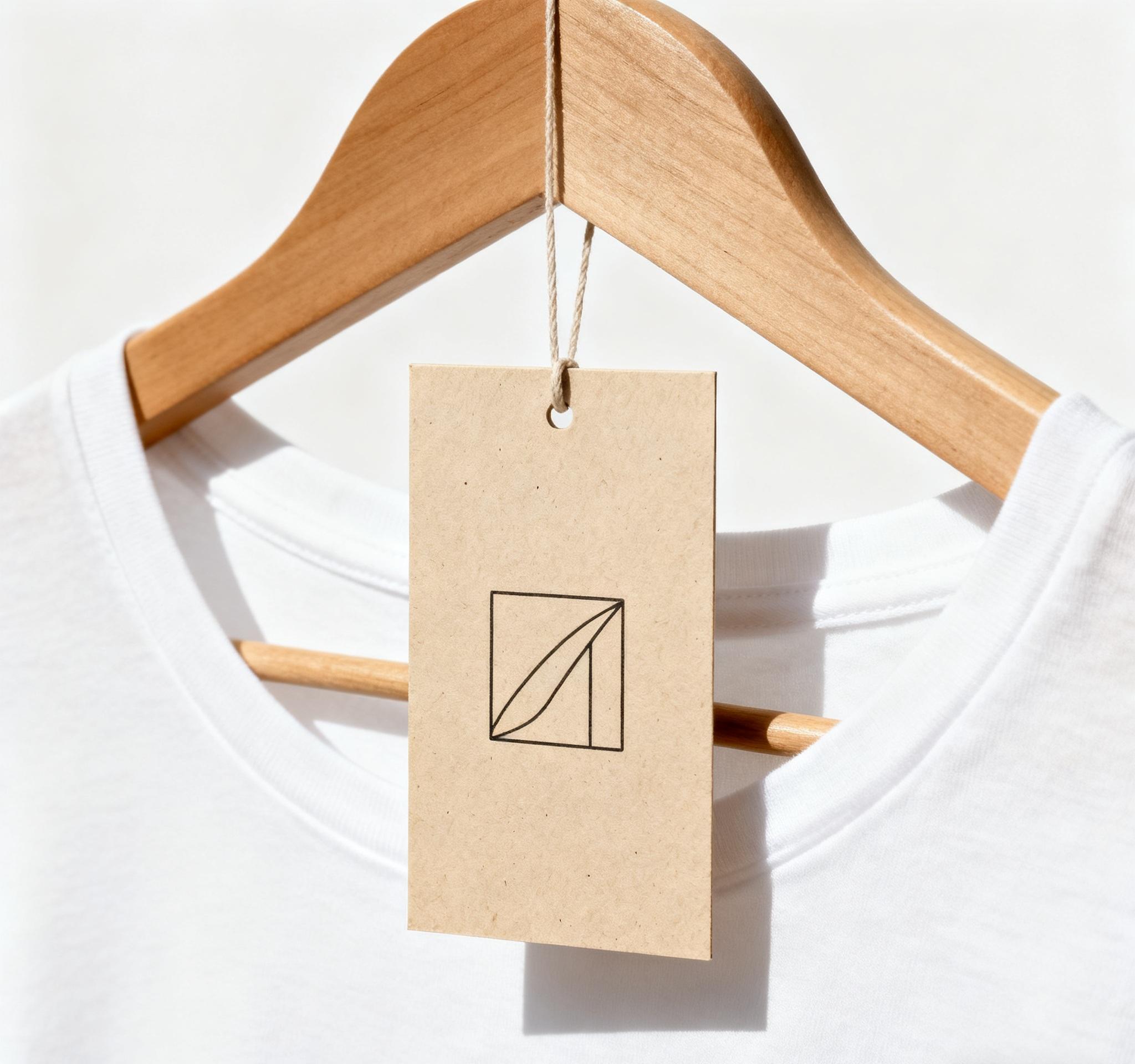 Minimalist t shirt hang tags in assorted styles